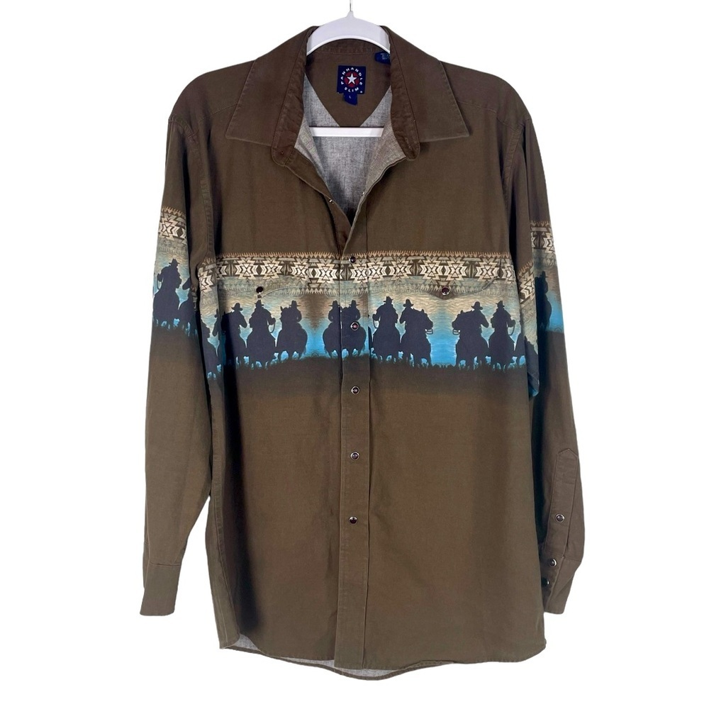 Panhandle Slim Pearl Snap Horse 90’s Long Sleeve Collared Western Shirt